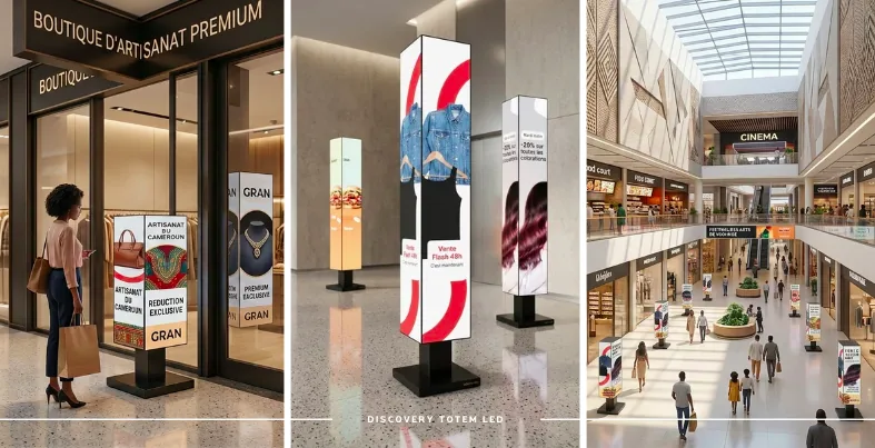 Totem LED Discovery 360° intégré à la scénographie d'un événement live